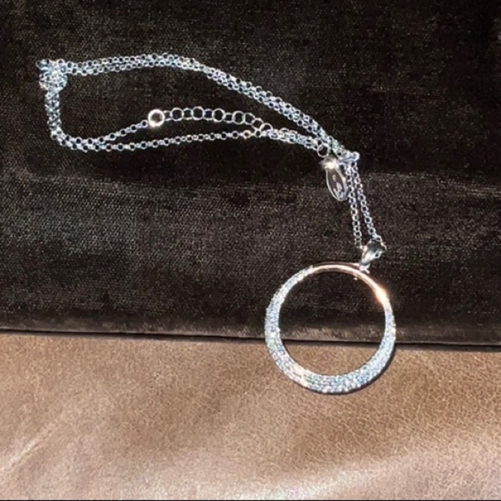 Frederic Duclos 925 Sterling Silver Two Tone Diamond Cut Circle Necklace